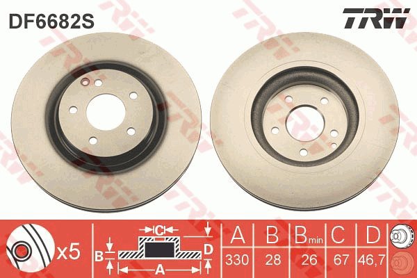 TRW Brake disc DF6682S set of 2 - Brake Disc