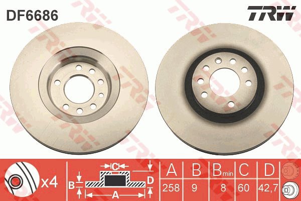 TRW Brake disc DF6686 set of 2 - Brake Disc