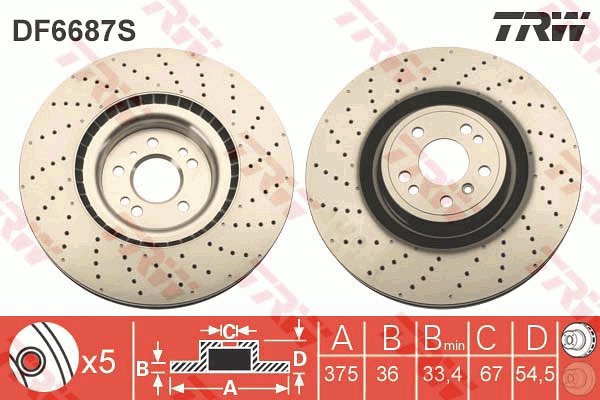 TRW Brzdový kotouč DF6687S sada 2ks - Brake Disc