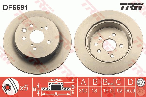 TRW Brzdový kotouč DF6691 sada 2ks - Brake Disc