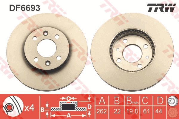 TRW Brzdový kotouč DF6693 sada 2ks - Brake Disc