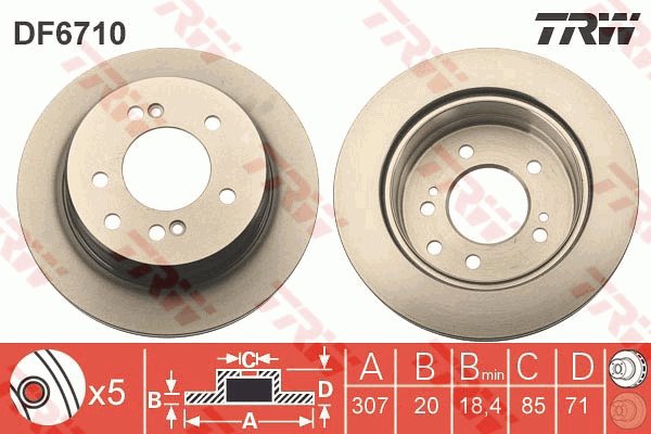 TRW Brake disc DF6710 set of 2 - Brake Disc