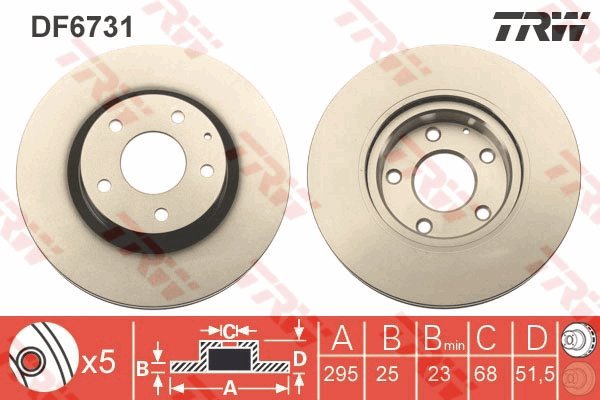 TRW Brake disc DF6731 set of 2 - Brake Disc