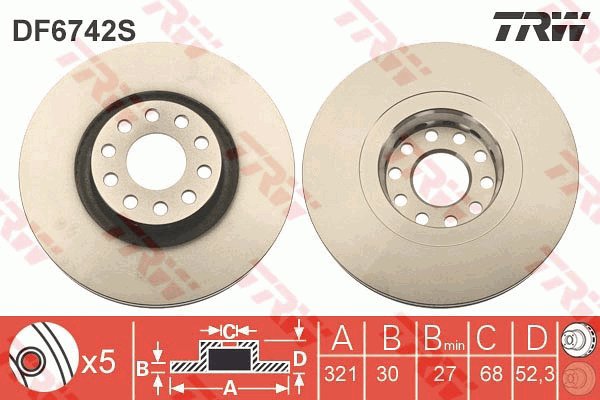 TRW Brake disc DF6742S set of 2 - Brake Disc