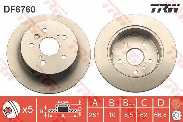 TRW Brake disc DF6760 set of 2 - Brake Disc