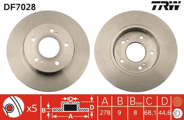 TRW Brake disc DF7028 set of 2 - Brake Disc