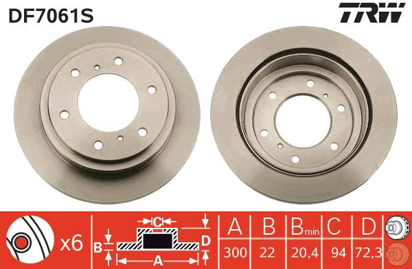 TRW Brzdový kotouč DF7061S sada 2ks - Brake Disc