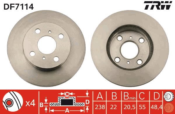 TRW Brzdový kotouč DF7114 sada 2ks - Brake Disc