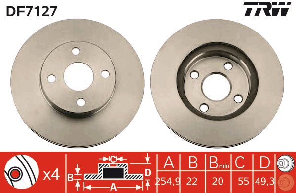 TRW Brake disc DF7127 set of 2 - Brake Disc
