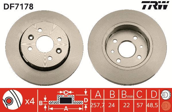 TRW Brzdový kotouč DF7178 sada 2ks - Brake Disc