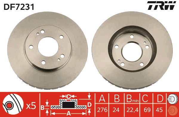 TRW Brzdový kotouč DF7231 sada 2ks - Brake Disc