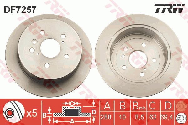 TRW Brzdový kotouč DF7257 sada 2ks - Brake Disc
