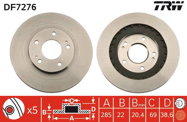 TRW Brake disc DF7276 set of 2 - Brake Disc
