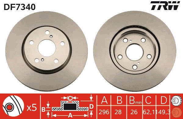 TRW Brzdový kotouč DF7340 sada 2ks - Brake Disc