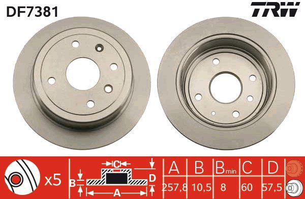 TRW Brzdový kotouč DF7381 sada 2ks - Brake Disc