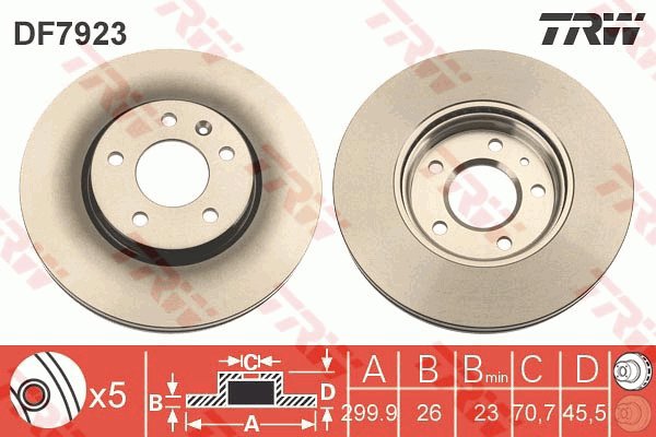 TRW Brzdový kotouč DF7923 sada 2ks - Brake Disc