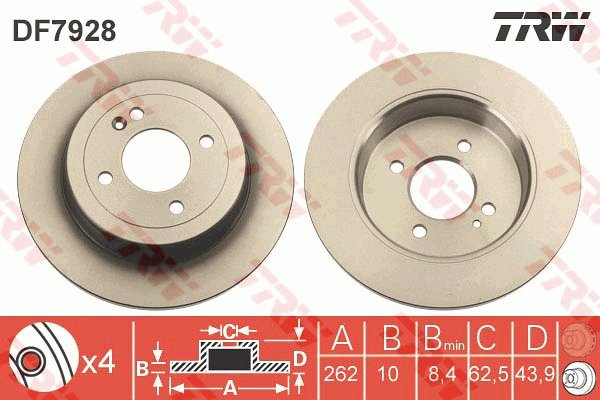 TRW Brzdový kotouč DF7928 sada 2ks - Brake Disc
