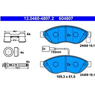 ATE 604807 Brake pad set 13.0460-4807.2 - Brake Pads