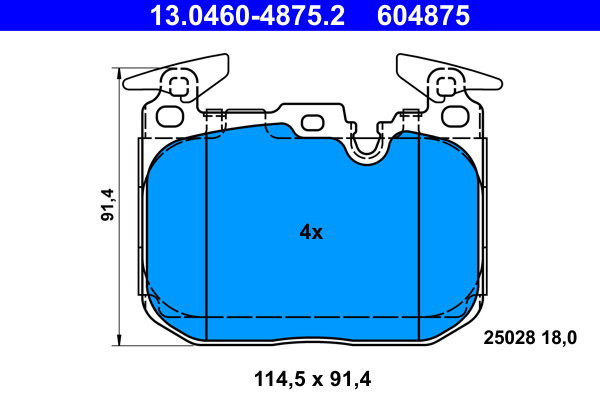 ATE 604875 Brake pad set 13.0460-4875.2 - Brake Pads