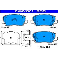 ATE 605505 Brake pad set 13.0460-5505.2 - Brake Pads