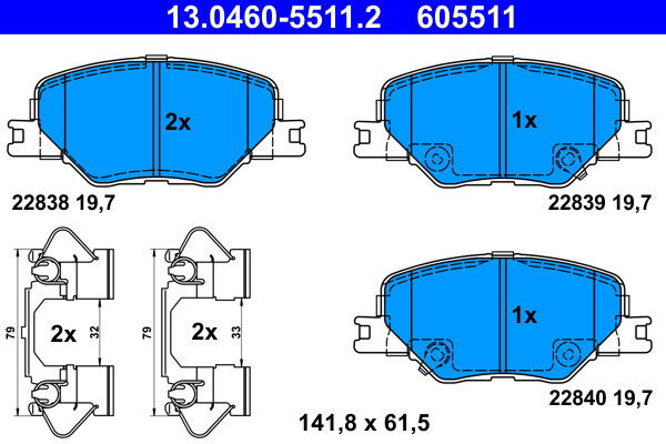 ATE Brake pad set 13.0460-5511.2 - Brake Pads