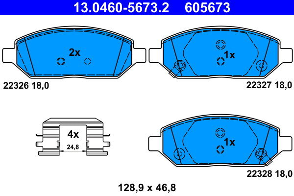 ATE 605673 Brake pad set 13.0460-5673.2 - Brake Pads