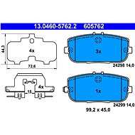 ATE 605762 Brake pad set 13.0460-5762.2 - Brake Pads