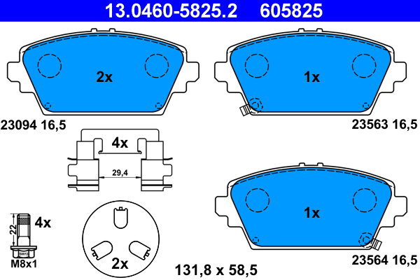 ATE 605825 Brake pad set 13.0460-5825.2 - Brake Pads