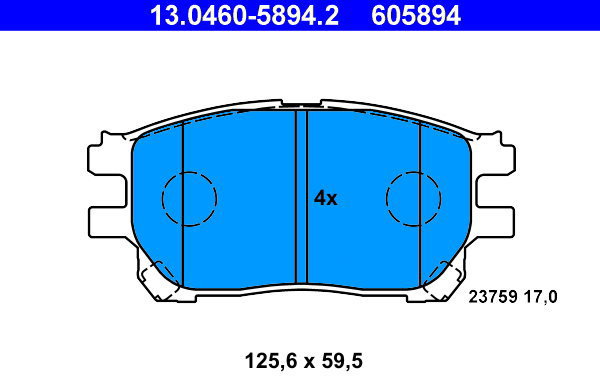 ATE 605894 Brake pad set 13.0460-5894.2 - Brake Pads
