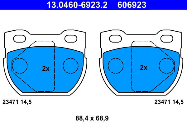 ATE 606923 Brake pad set 13.0460-6923.2 - Brake Pads