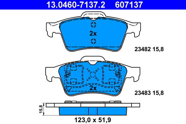 ATE 607137 Brake pad set 13.0460-7137.2 - Brake Pads