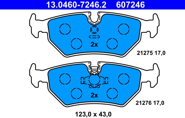 ATE 607246 Brake pad set 13.0460-7246.2 - Brake Pads