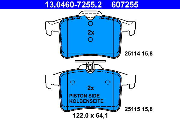 ATE 607255 Brake pad set 13.0460-7255.2 - Brake Pads