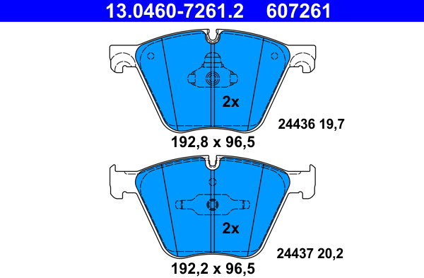ATE 607261 Brake pad set 13.0460-7261.2 - Brake Pads