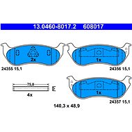 ATE 608017 Brake pad set 13.0460-8017.2 - Brake Pads