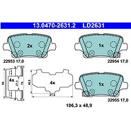 ATE Brake pad set 13.0470-2631.2 - Brake Pads