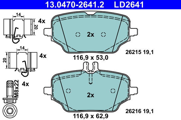 ATE Brake pads 13.0470-2641.2 - Brake Pads