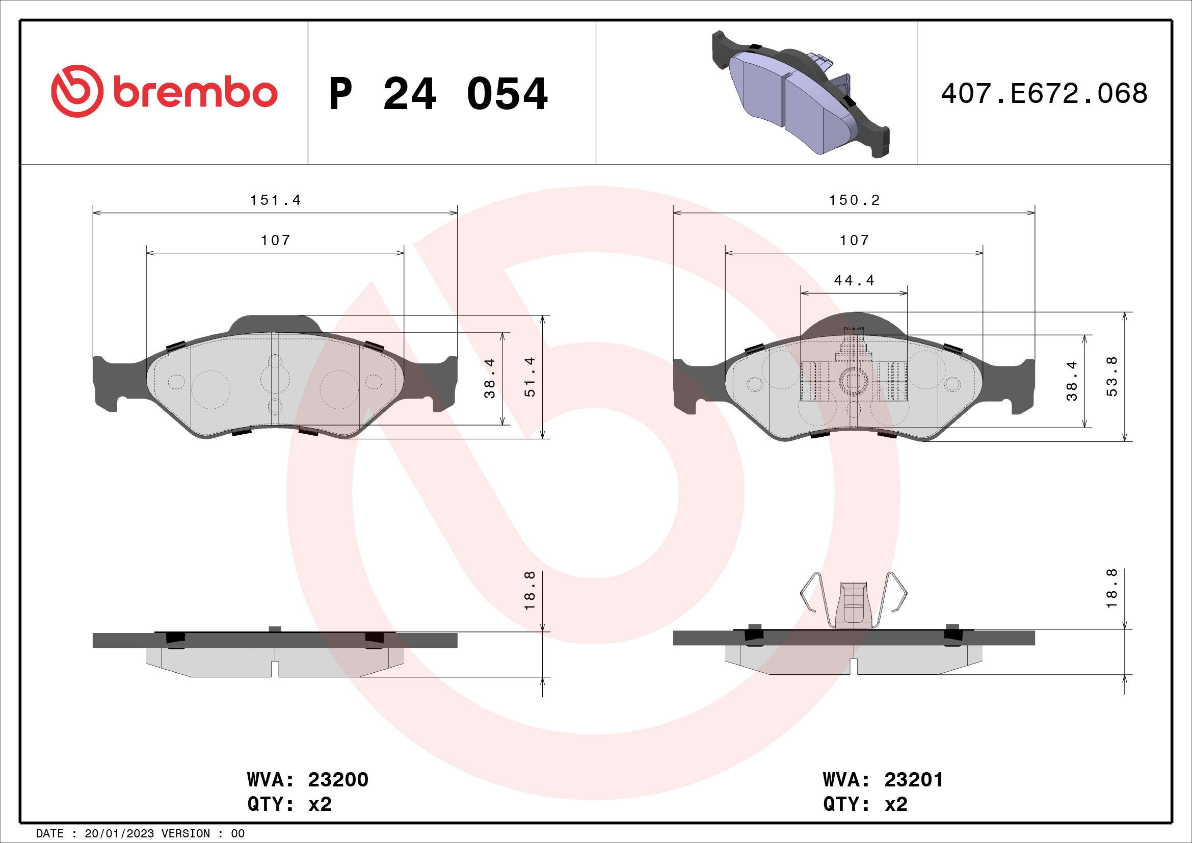 BREMBO Brake pad set P 24 054 - Brake Pads