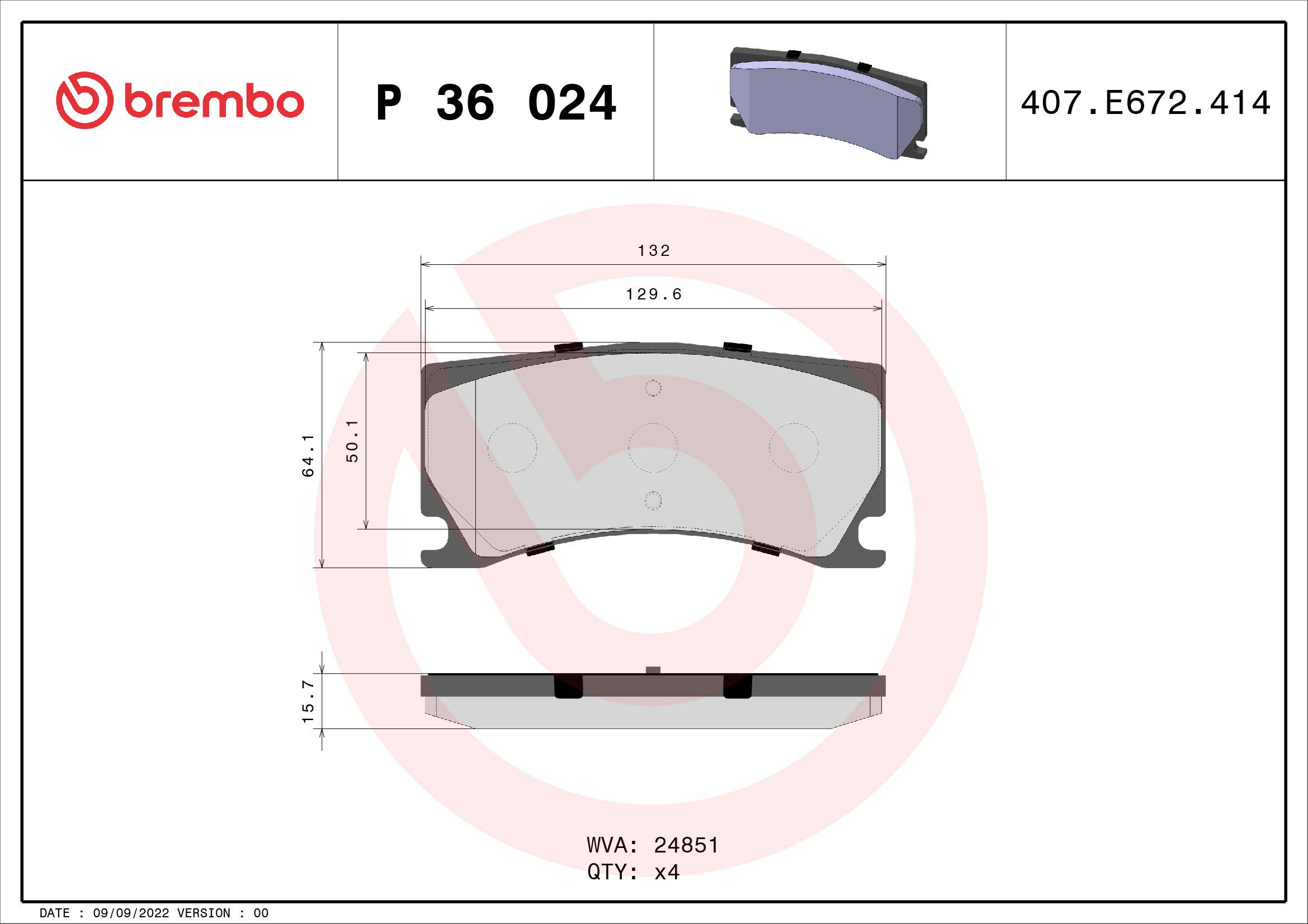 BREMBO Brake pad set P 36 024 - Brake Pads