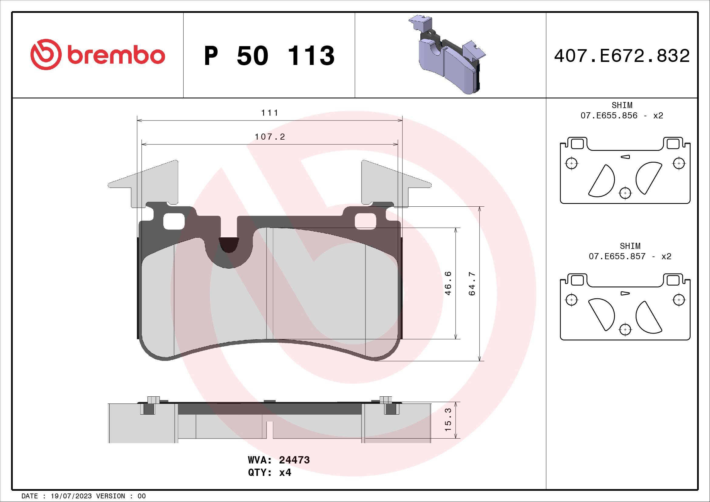BREMBO Brake pad set P 50 113 - Brake Pads