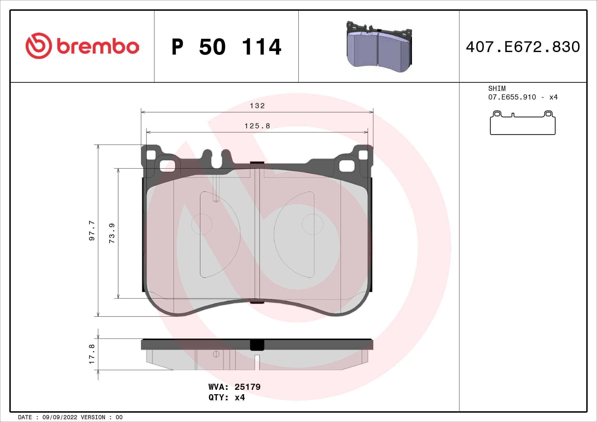 BREMBO Brake pad set P 50 114 - Brake Pads