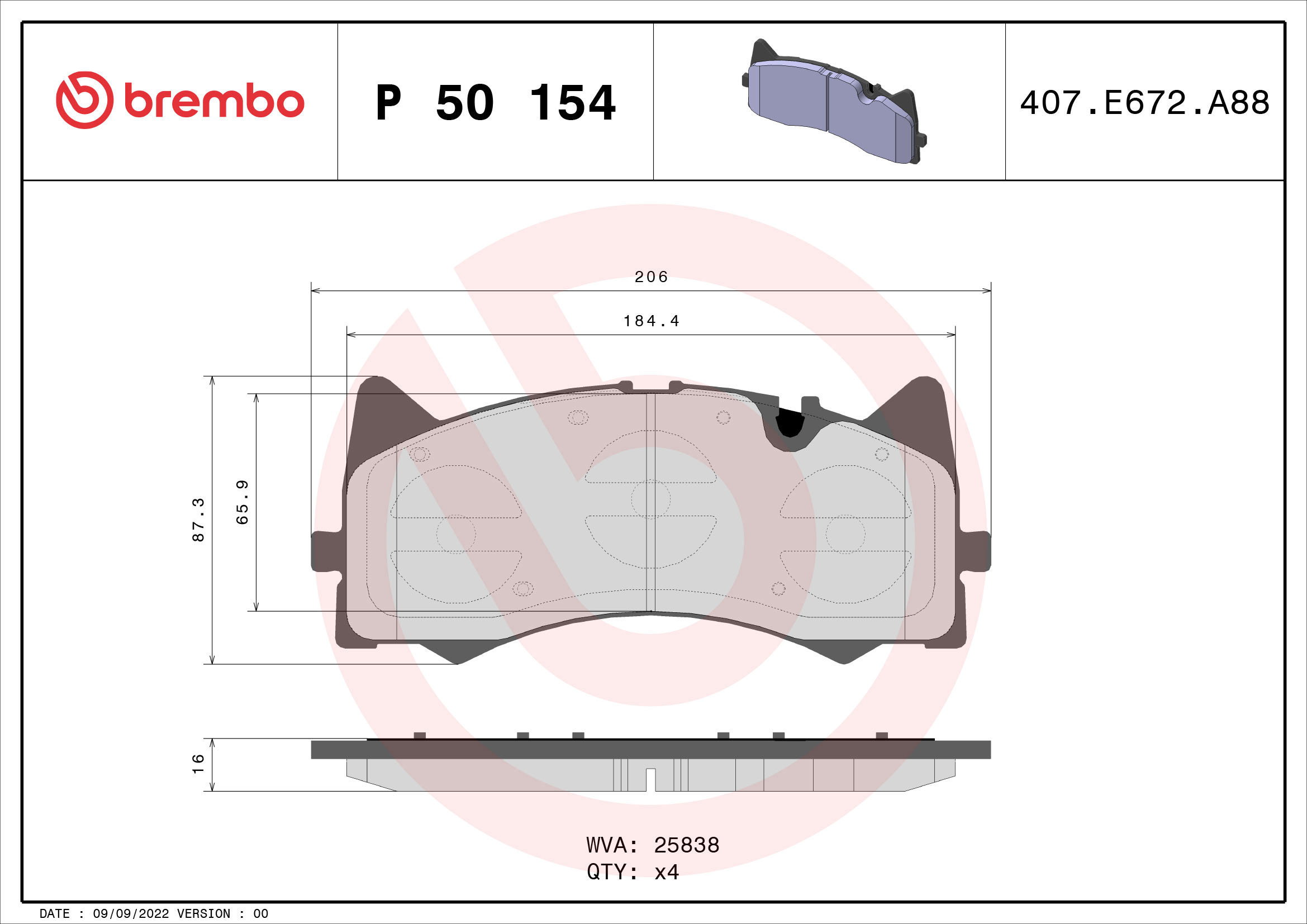 BREMBO Brake pad set P 50 154 - Brake Pads