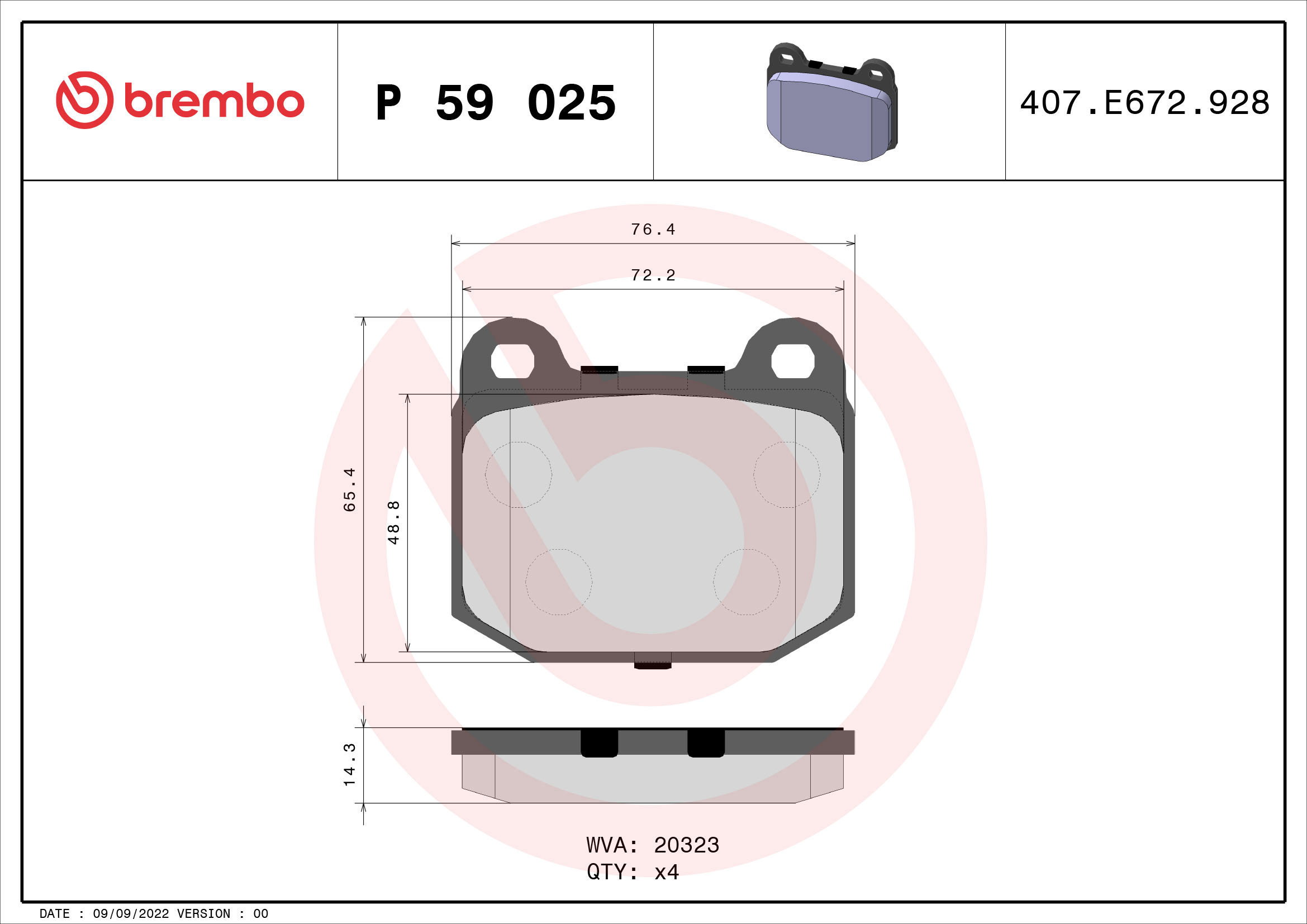 BREMBO Brake pad set P 59 025 - Brake Pads