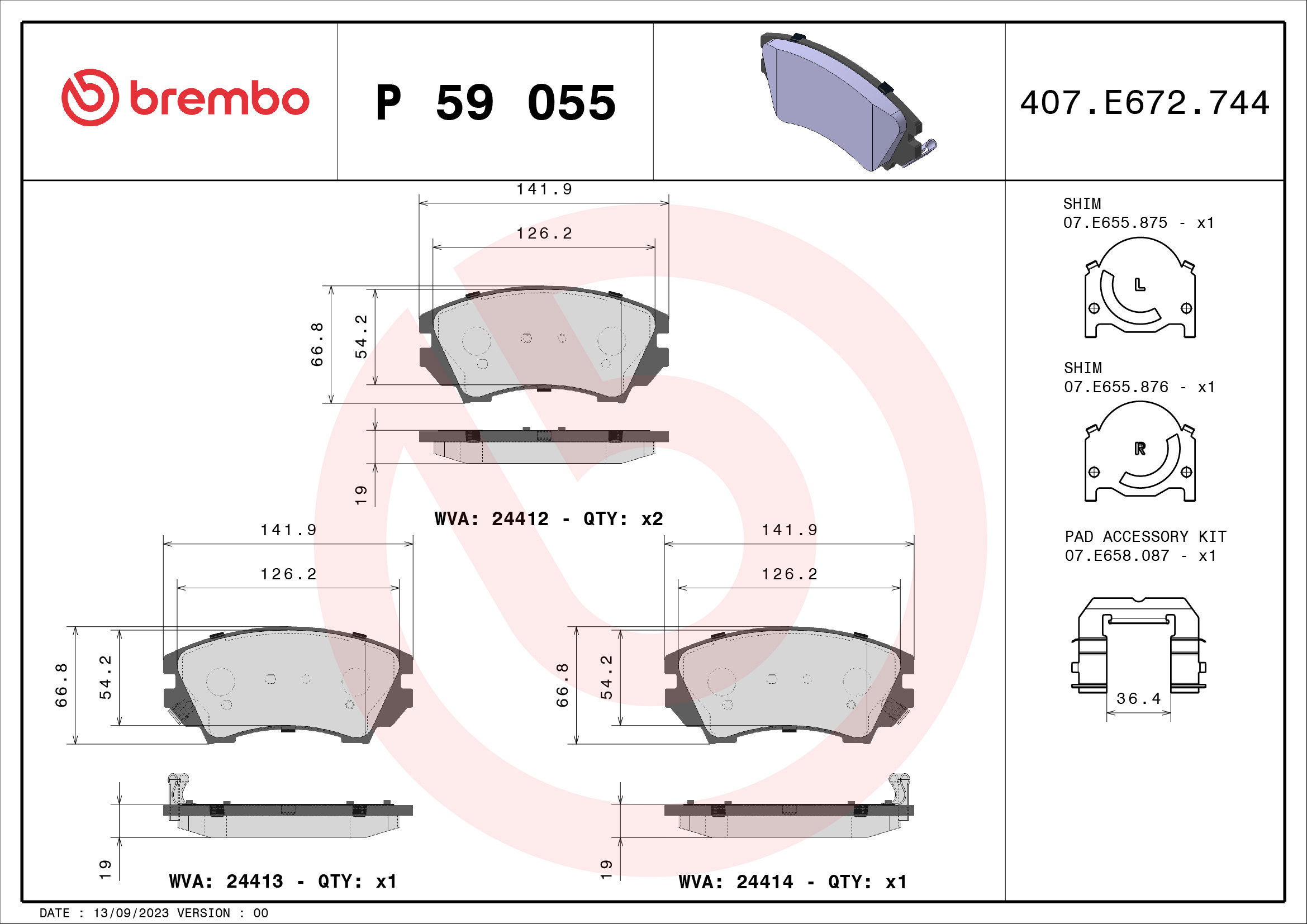 BREMBO Brake pad set P 59 055 - Brake Pads