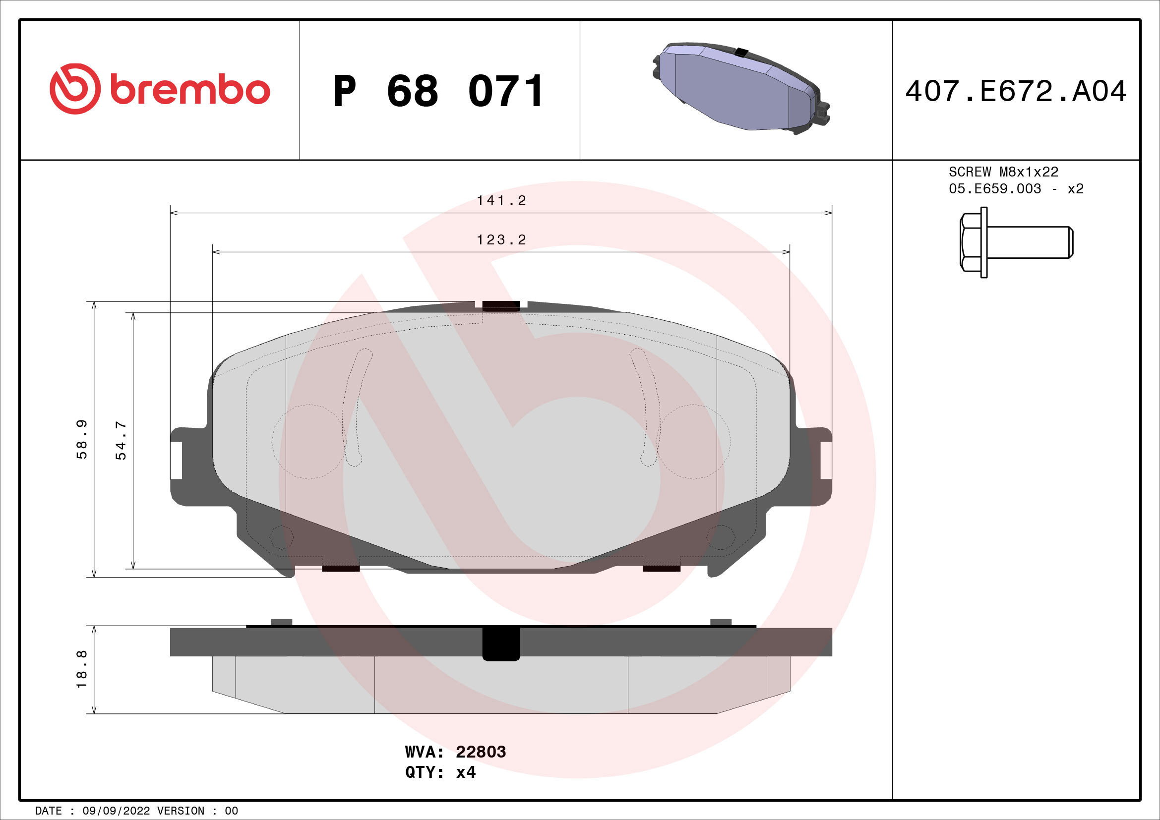 BREMBO Brake pad set P 68 071X - Brake Pads