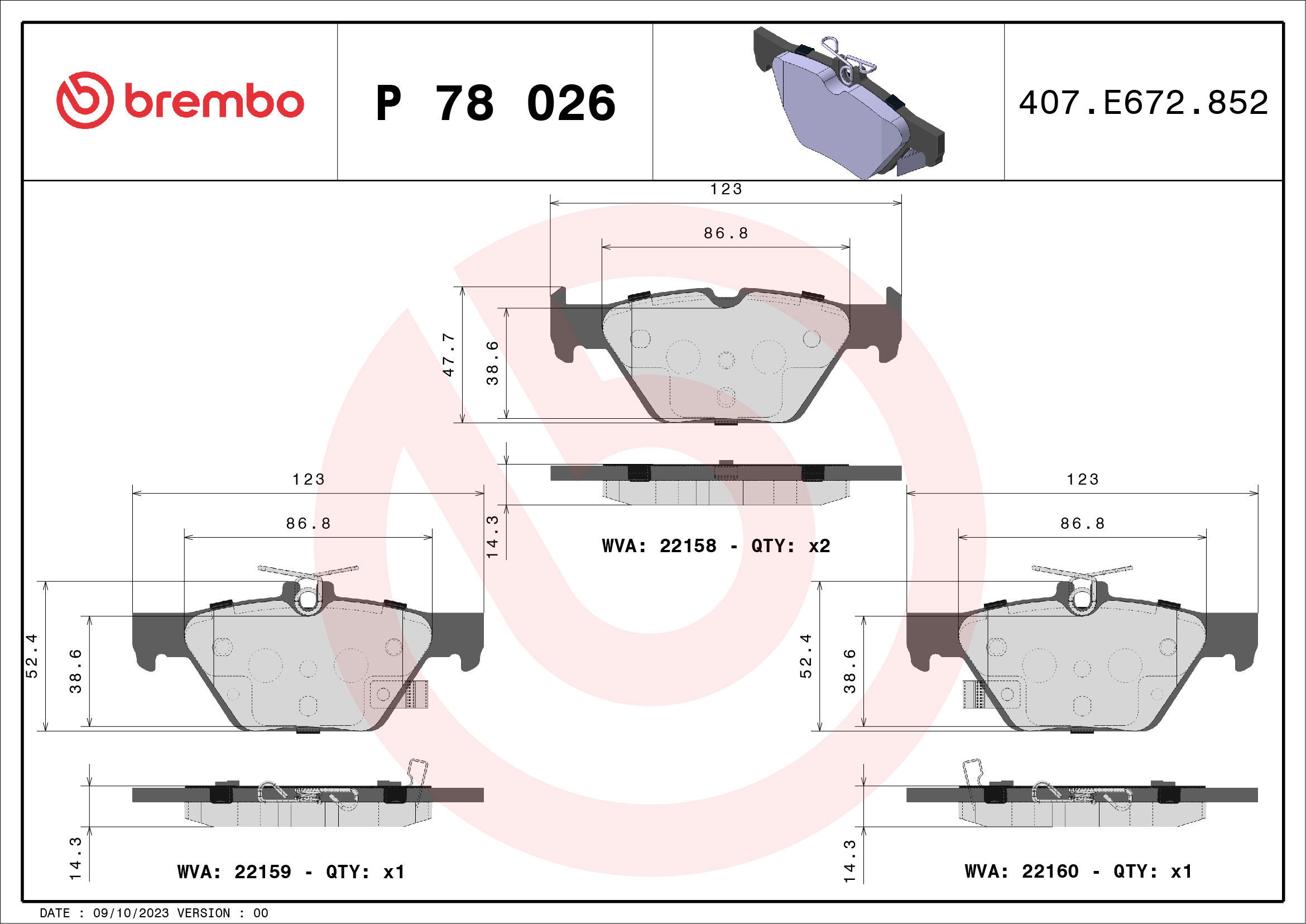 BREMBO Brake pad set P 78 026 - Brake Pads