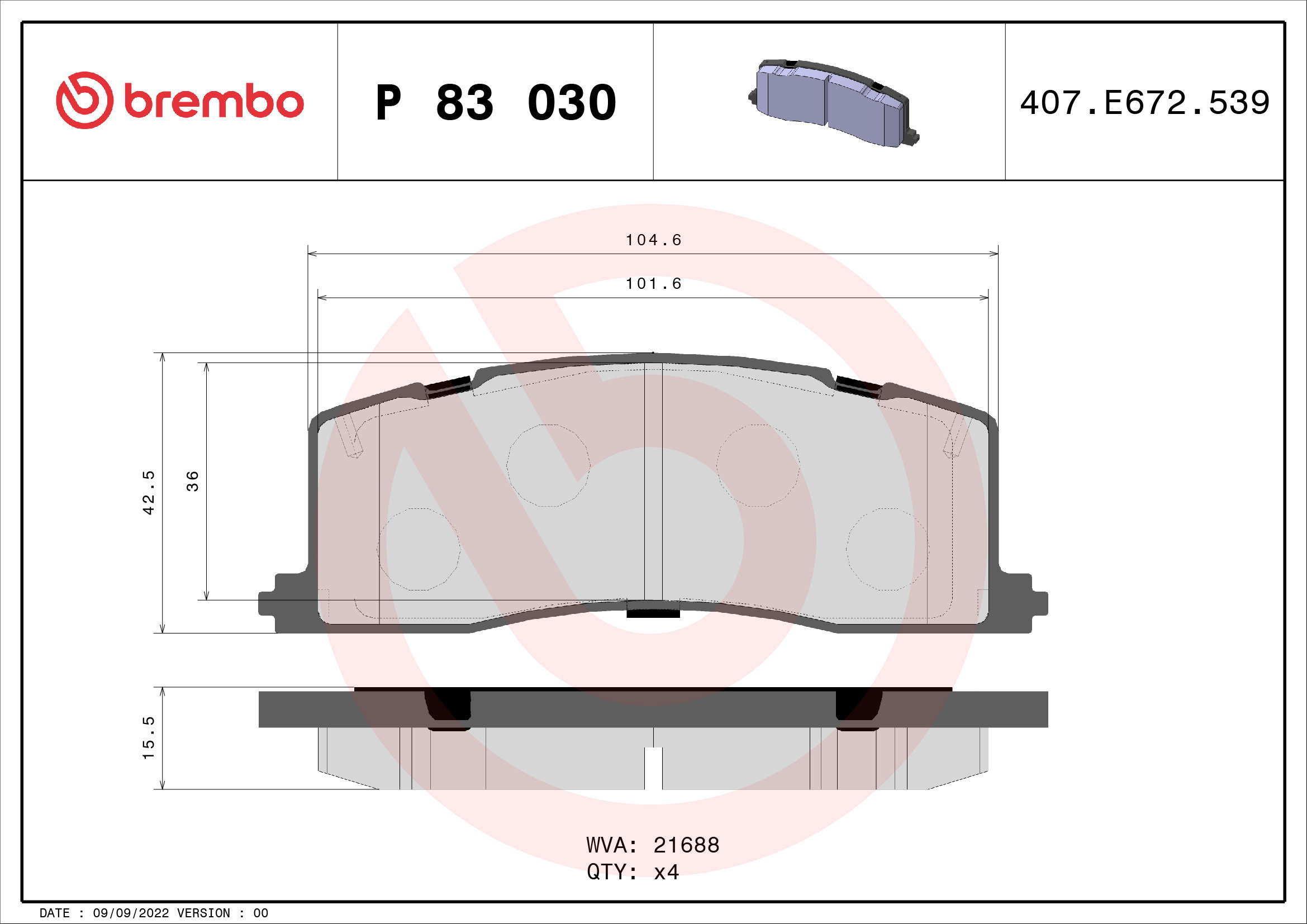 BREMBO Brake pad set P 83 030 - Brake Pads