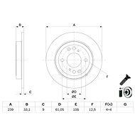 BOSCH brake disc 0 986 479 E95, set of 2, set of 2 - Brake Disc