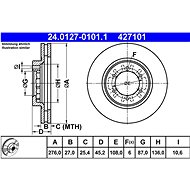 ATE brake disc 24.0127-0101.1, set of 2, set of 2 - Brake Disc