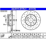 ATE 411176 brzdový kotouč 24.0111-0176.1, sada 2 ks, sada 2 ks - Brake Disc